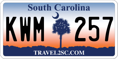 SC license plate KWM257