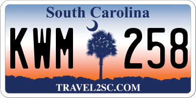 SC license plate KWM258