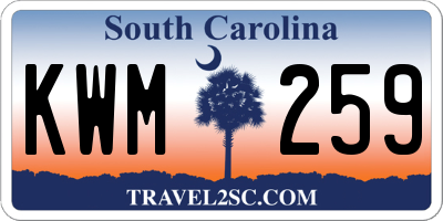 SC license plate KWM259