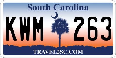 SC license plate KWM263