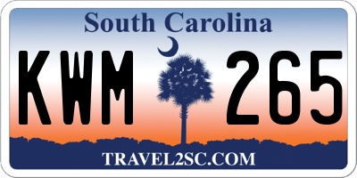 SC license plate KWM265