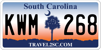 SC license plate KWM268