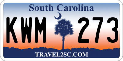 SC license plate KWM273