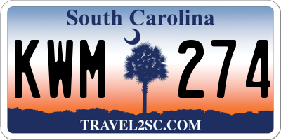 SC license plate KWM274
