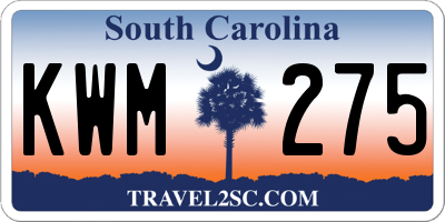 SC license plate KWM275