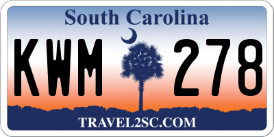 SC license plate KWM278