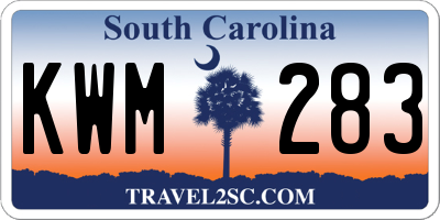SC license plate KWM283