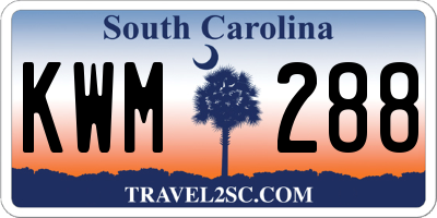 SC license plate KWM288