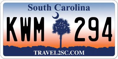 SC license plate KWM294