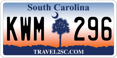 SC license plate KWM296