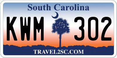 SC license plate KWM302