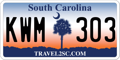 SC license plate KWM303