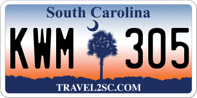 SC license plate KWM305