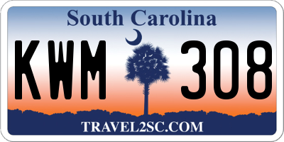SC license plate KWM308