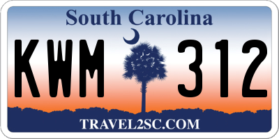 SC license plate KWM312
