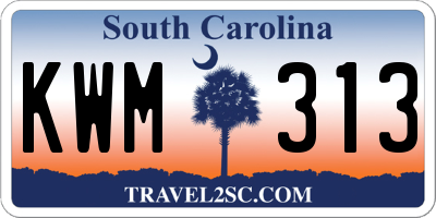 SC license plate KWM313