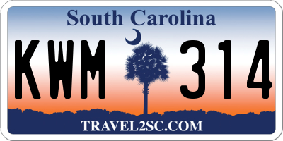 SC license plate KWM314