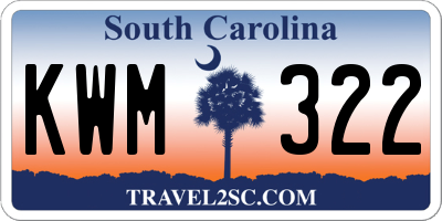 SC license plate KWM322