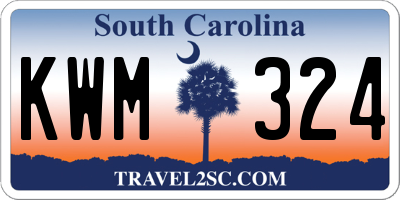 SC license plate KWM324