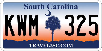 SC license plate KWM325