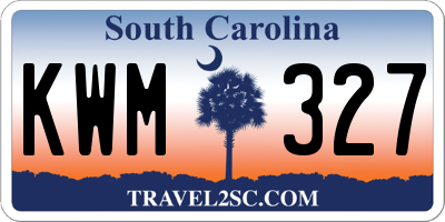 SC license plate KWM327