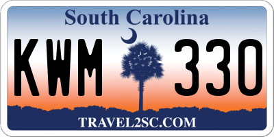 SC license plate KWM330