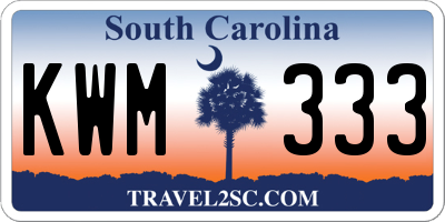 SC license plate KWM333
