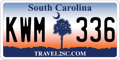SC license plate KWM336