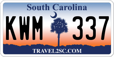 SC license plate KWM337