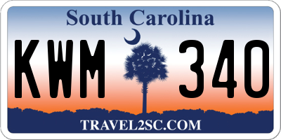 SC license plate KWM340
