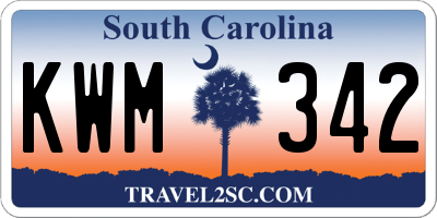 SC license plate KWM342