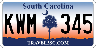 SC license plate KWM345