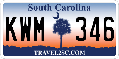 SC license plate KWM346