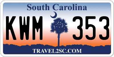 SC license plate KWM353