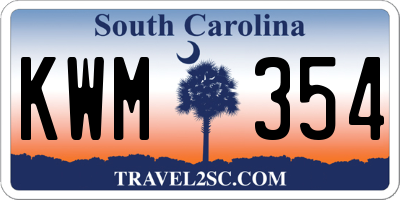 SC license plate KWM354