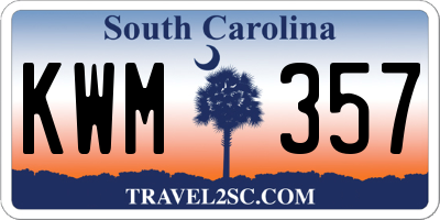 SC license plate KWM357