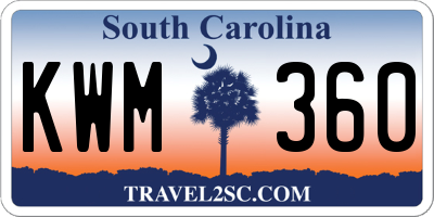 SC license plate KWM360