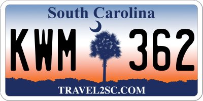 SC license plate KWM362