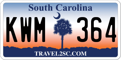 SC license plate KWM364