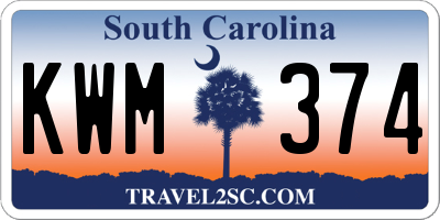 SC license plate KWM374