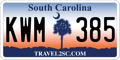SC license plate KWM385
