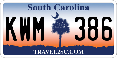 SC license plate KWM386