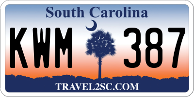 SC license plate KWM387