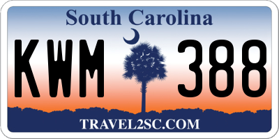 SC license plate KWM388