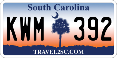 SC license plate KWM392