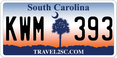 SC license plate KWM393