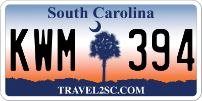 SC license plate KWM394
