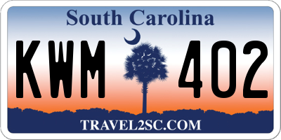 SC license plate KWM402