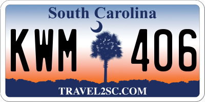 SC license plate KWM406