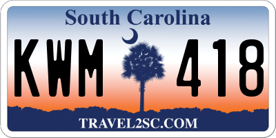 SC license plate KWM418